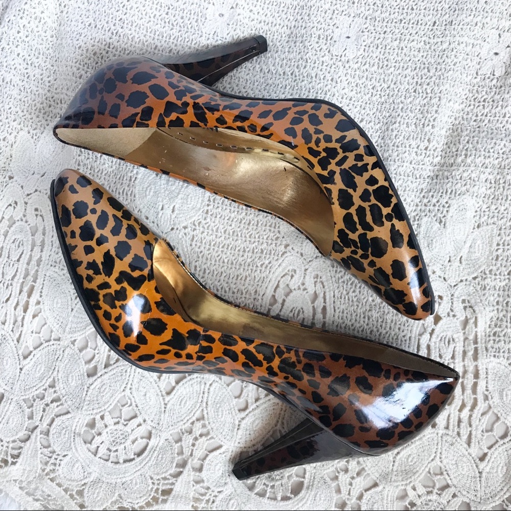 {Gianni Bini} Leopard Fade Patent Pump